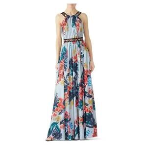 Badgley Mischka Floral Grommet Maxi Halter Size 4 Wedding Guest Vacation